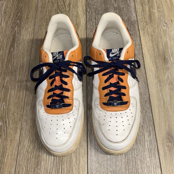 Nike Air Force 1s Mens US Size 9.5 Low White Orange Blue AF1 82 317295-841 Shoes - Picture 4 of 11